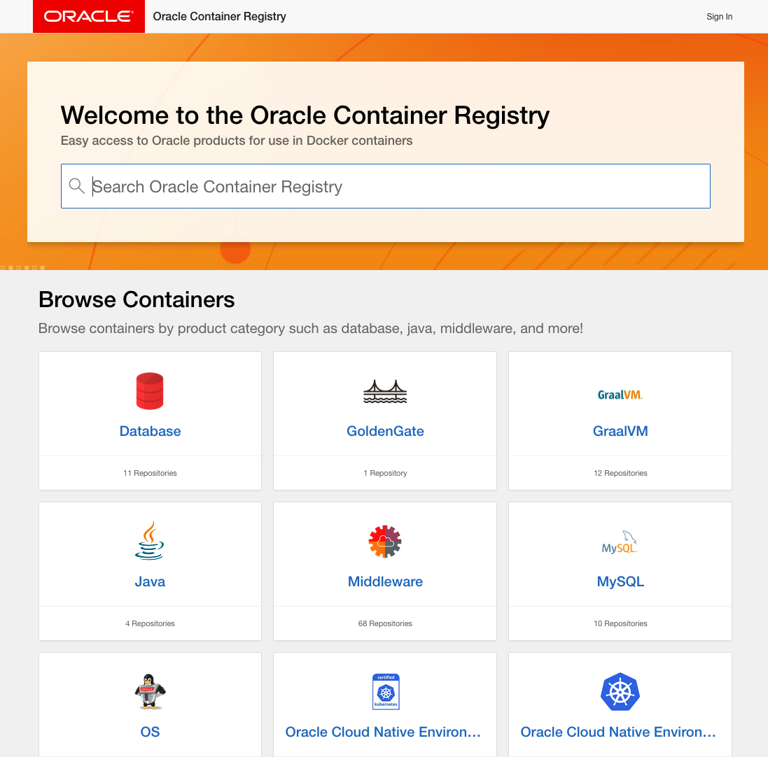 oracle-container-registry-website